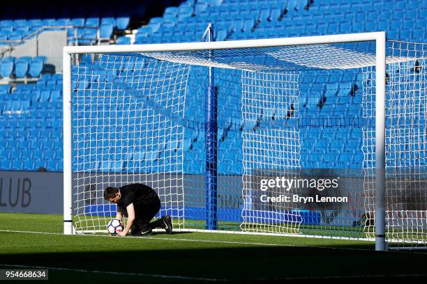 The goal line technology is tested ahead of the Premier League match between Brighton and Hove Albion and Manchester United at Amex Stadium on May 4,...