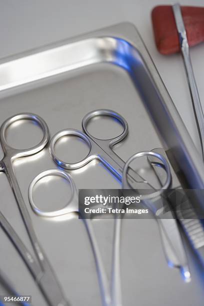 surgical tray and tools - surgical tray stock pictures, royalty-free photos & images