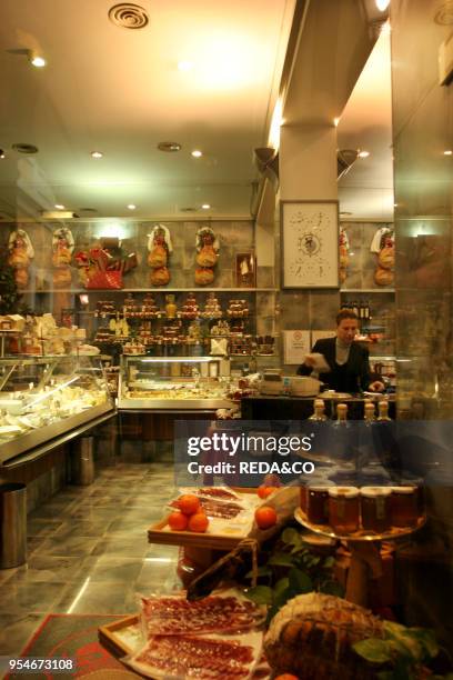 Il Salumaio shop, Monte Napoleone street, Milan, Lombardy, Italy.