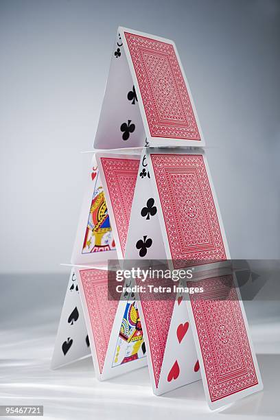 house of playing cards - card house stock pictures, royalty-free photos & images