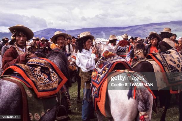 La fête du cheval dans le Kham, au Tibet, dans le Xian de Litang, en septembre 1992, Chine.