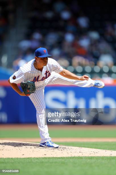 Jason Vargas of the New York Mets pitches during the game against the Atlanta Braves at Citi Field on Thursday, May 3, 2018 in the Queens borough of...