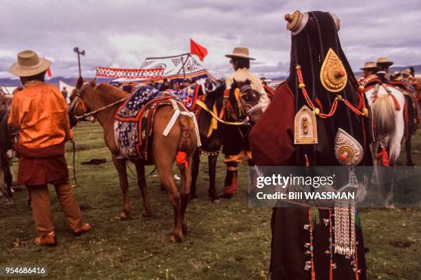 La fête du cheval dans le Kham, au Tibet, dans le Xian de Litang, en septembre 1992, Chine.