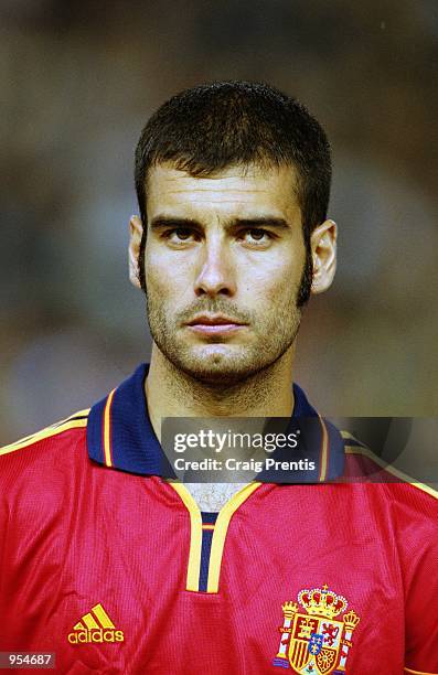 Portrait of Josep Guardiola of Spain lining up for the International Friendly against France at the Estadio Mestalla in Valencia, Spain. \ Mandatory...