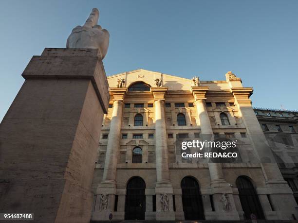 Piazza Affari square, Italian Stock Exchange palace, Mezzanotte palace, Milan, Lombardy, Italy, Europe.