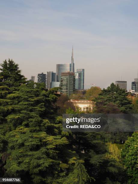 Restaurant Terrazza della Triennale terrace, Palazzo della Triennale, design and architecture museum, Parco Sempione park, Milan, Lombardy, Italy,...