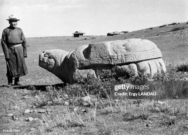 Statue de Bixi dans les vestiges de Karakorum, Mongolie.