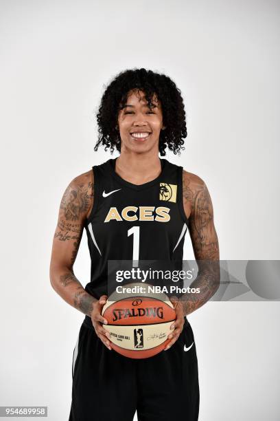 Tamera Young of the Las Vegas Aces poses for a head shot at WNBA Media Day at the MGM Grand Garden Arena on May 3, 2018 in Las Vegas, Nevada. NOTE TO...