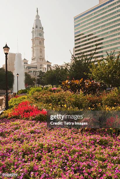 office buildings and city hall - john f kennedy plaza philadelphia stock pictures, royalty-free photos & images