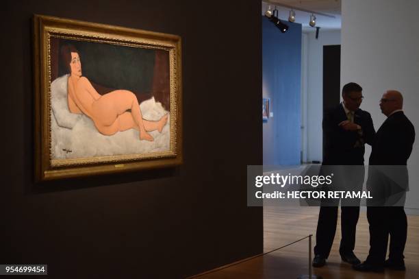 "Nu Couche" by Amedeo Modigliani is seen during a Sotheby's preview of the May Evening Sale of Impressionist and Modern Art, in New York on May 4,...