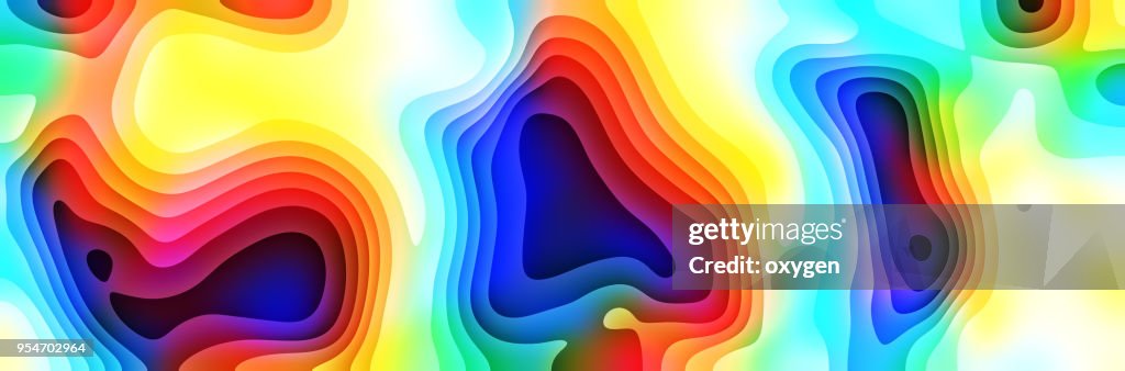 Abstract topography background with paper cut shapes