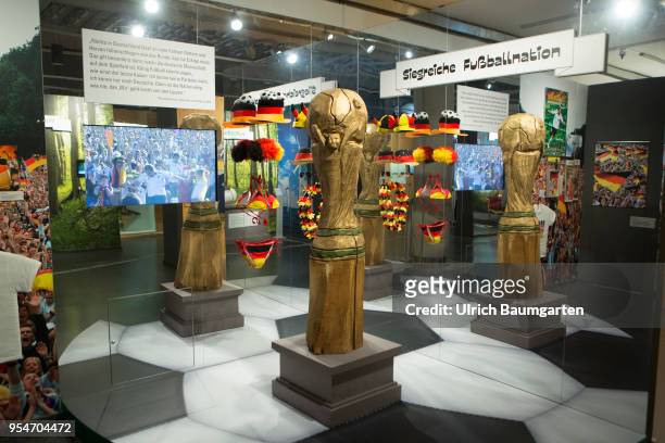 In the House of History of the Federal Republic of Germany - a division on the subject football world champiomships with accessoires.