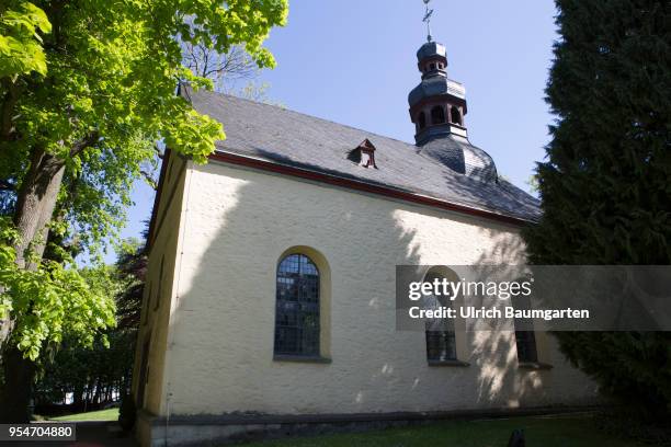 Exterior view of the popular chapel St. Peter on the Petersberg near Koenigswinter at the river Rhine.