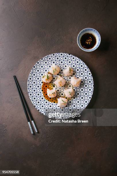 asian steam dumplings - gyoza foto e immagini stock