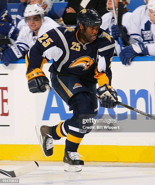 Michael Grier of the Buffalo Sabres skates against the Toronto Maple Leafs on December 18, 2009 at HSBC Arena in Buffalo, New York.