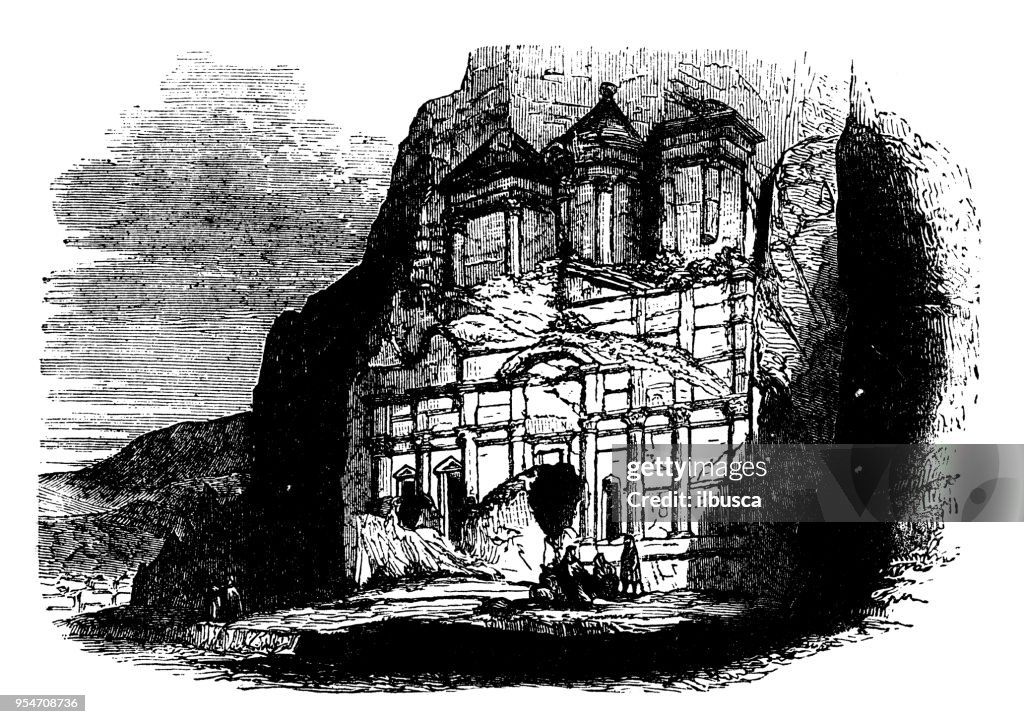 Antique engraving illustration: Petra Tomb