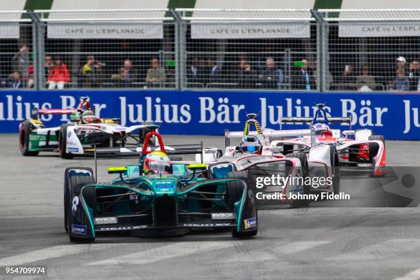 Oliver Turvey of Team NIO, #7 Jerome DAmbrosio of Dragon Racing and Felix Rosenqvist of Mahindra Racing during the 2018 FIA Formula E Championship...