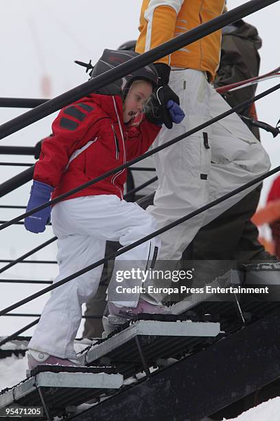 Princess Cristina of Spain and her daughter Irene Urdangarin on holidays In Baqueira Beret on December 28, 2009 in Baqueira Beret, Spain.