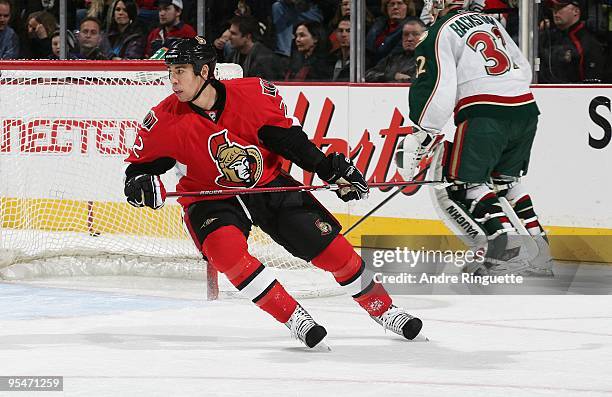 Chris Kelly of the Ottawa Senators skates against the Minnesota Wild at Scotiabank Place on December 19, 2009 in Ottawa, Ontario, Canada.