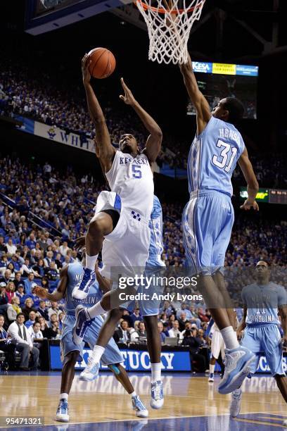 Ramon Harris of the Kentucky Wildcats shoots the ball during the game against the North Carolina Tar Heels on December 5, 2009 at Rupp Arena in...