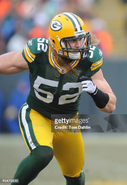 Clay Matthews of the Green Bay Packers pass rushes during an NFL game against the Seattle Seahawks at Lambeau Field, December 27, 2009 in Green Bay,...