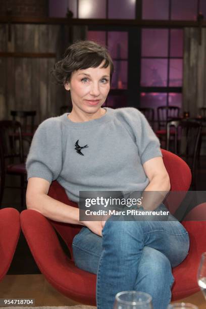 Actress Meret Becker attends the Koelner Treff TV Show at the WDR Studio on May 4, 2018 in Cologne, Germany.