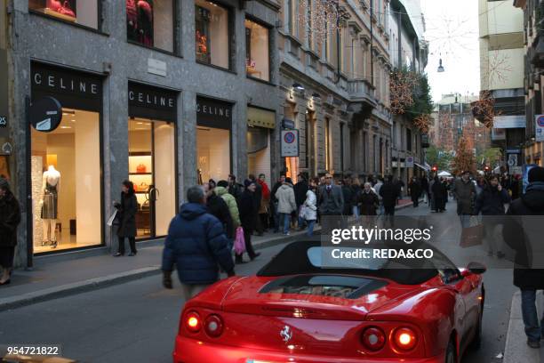 Montenapoleone street, Milan, Lombardy, Italy.