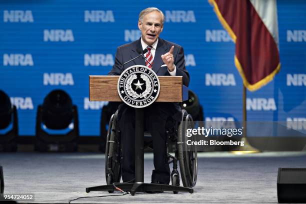 Greg Abbott, governor of Texas, speaks at the National Rifle Association Institute for Legislative Action Leadership Forum during the NRA annual...