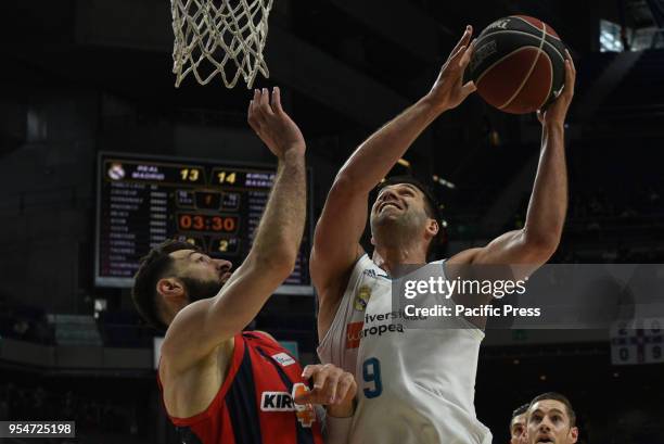 Felipe Reyes , #9 of Real Madrid during Real Madrid victory over Kirolbet Baskonia in the 2017/2018 Liga Endesa Regular Season celebrated at WiZink...