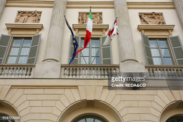 Facade, Modern Art Museum, Villa Reale, Galleria d'Arte Moderna, Via Palestro 16, Milan, Lombardy, Italy, Europe.