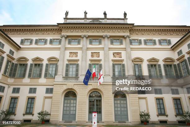 Main entrance, Modern Art Gallery, Villa Reale, Galleria d'Arte Moderna, Via Palestro 16, Milan, Lombardy, Italy, Europe.