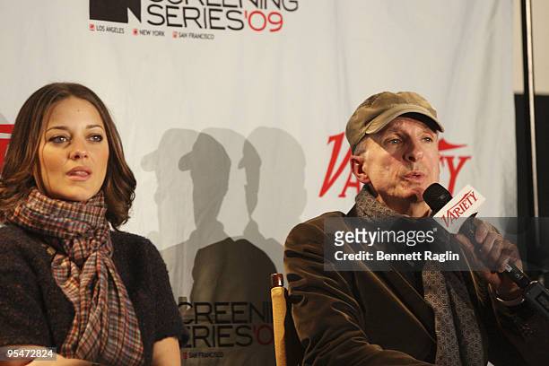 Actress Marion Cotillard and producer John DeLuca attend "Nine" during the New York Variety Screening Series at the AMC Lincoln Square on December...