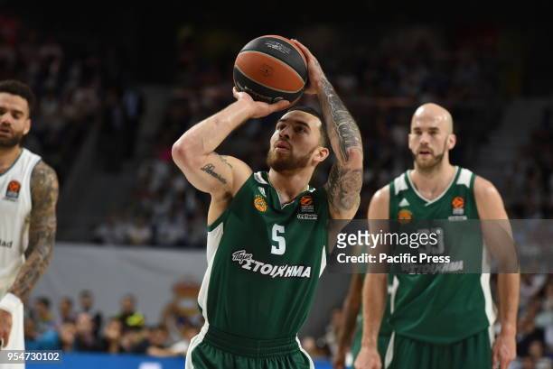Mike James, #5 of Panathinaikos in action during the 2017/2018 Turkish Airlines Euroleague Play Offs Game 3 between Real Madrid and Panathinaikos...