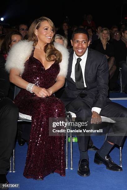 Singer Mariah Carey and Nick Cannon attend the second day of the 14th Annual Capri Hollywood International Film Festival on December 28, 2009 in...