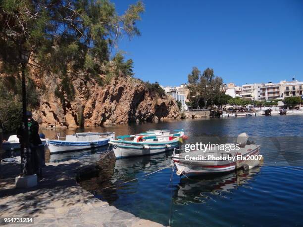 tourist destination on crete agios nikolaos - lasithi stock pictures, royalty-free photos & images