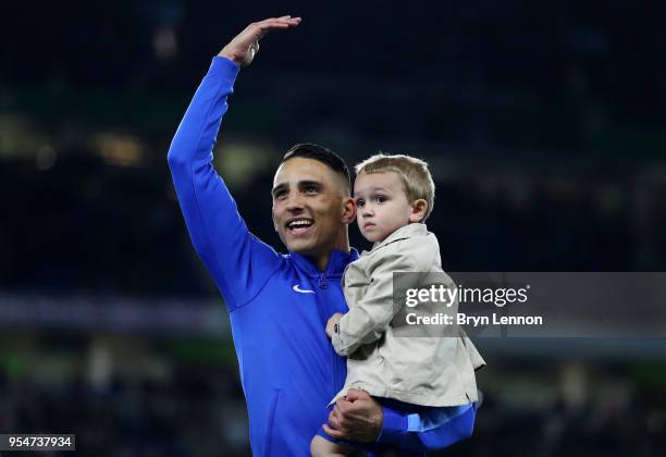 Anthony Knockaert of Brighton & Hove Albion celebrates on the pitch after the Premier League match between Brighton and Hove Albion and Manchester...
