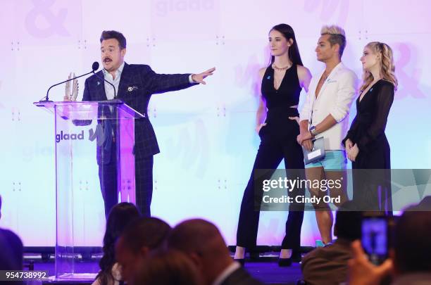 Zeke Smith, Juliet Evancho, Frankie J. Grande and Jackie Evancho attend Rising Stars at the GLAAD Media Awards on May 4, 2018 at the New York Hilton...