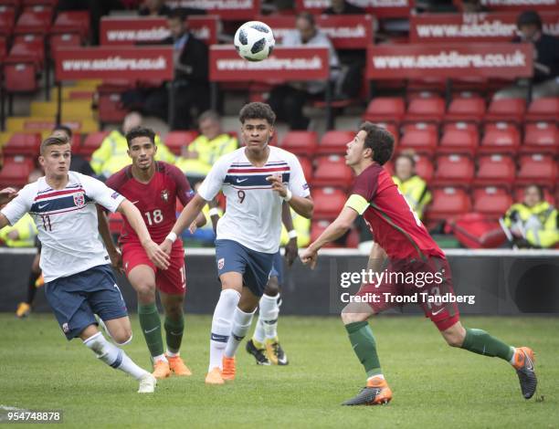 Kornelius Hansen, Noah Jean Holm of Norway during the UEFA European Under-17 Championship between Portugal v Norway at Bescot Stadium on May 4, 2018...