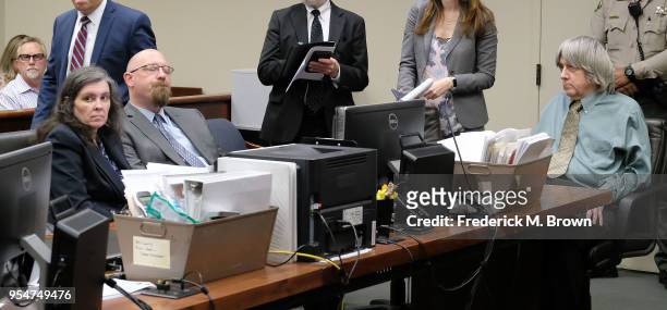 Louise Anna Turpin and David Allen Turpin appear in court on May 4, 2018 in Riverside, California. According to Riverside County Sheriffs, David...