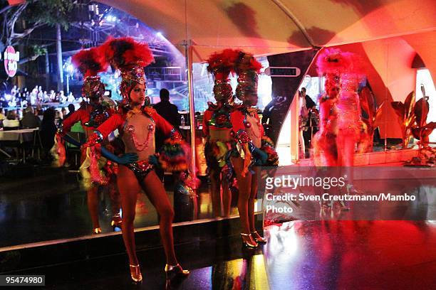 Dancers perform during a show to celebrate the 70th anniversary of the foundation of the Cuban Tropicana cabaret, on December 28 in Havana, Cuba....