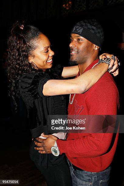 Giants cornerback Aaron Ross and Olympic gold medalist Sanya Richards attend the Off The Market Events Launch Party: Couples Only at Taj on December...
