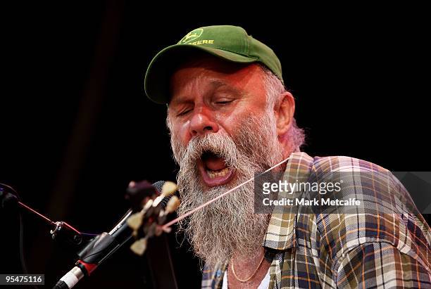 Seasick Steve performs on stage on day one of The Falls Festival 2009 held in Otway rainforest on December 29, 2009 in Lorne, Australia.