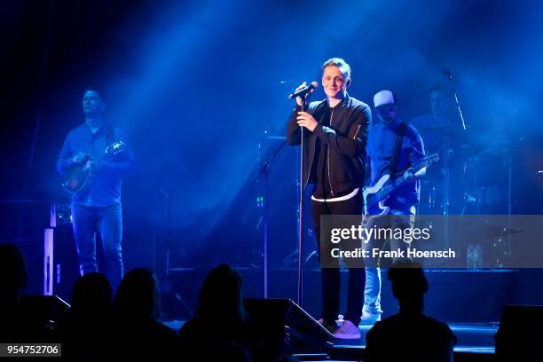 German singer Matthias Schweighoefer performs live on stage during a concert at the Tempodrom on May 4, 2018 in Berlin, Germany.