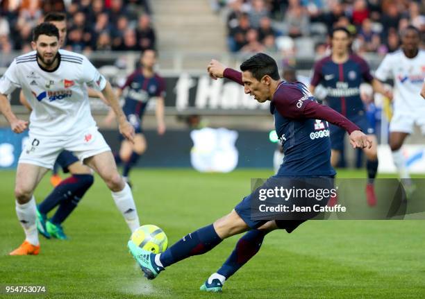 Angel Di Maria of PSG during the Ligue 1 match between Amiens SC and Paris Saint Germain at Stade de la Licorne on May 4, 2018 in Amiens, France.