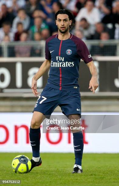 Javier Pastore of PSG during the Ligue 1 match between Amiens SC and Paris Saint Germain at Stade de la Licorne on May 4, 2018 in Amiens, France.