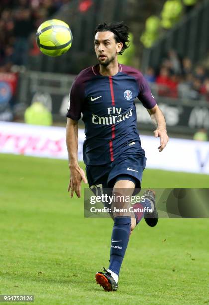 Javier Pastore of PSG during the Ligue 1 match between Amiens SC and Paris Saint Germain at Stade de la Licorne on May 4, 2018 in Amiens, France.