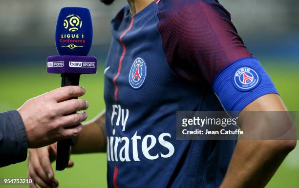 Illustration of beIN Sports following the Ligue 1 match between Amiens SC and Paris Saint Germain at Stade de la Licorne on May 4, 2018 in Amiens,...