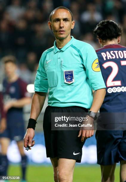 Referee Hakim Ben El Hadj during the Ligue 1 match between Amiens SC and Paris Saint Germain at Stade de la Licorne on May 4, 2018 in Amiens, France.