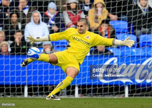 Reading goalkeeper Adam Federici during the Reading and Swansea CIty Coca Cola Championship match at the Madjeski Stadium on December 26, 2009 in...