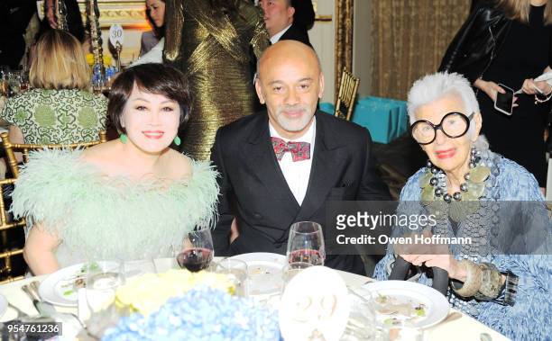 Yue-Sai Kan, Christian Louboutin, and Iris Apfel attend the 2018 China Fashion Gala at The Plaza Hotel on May 4, 2018 in New York City.